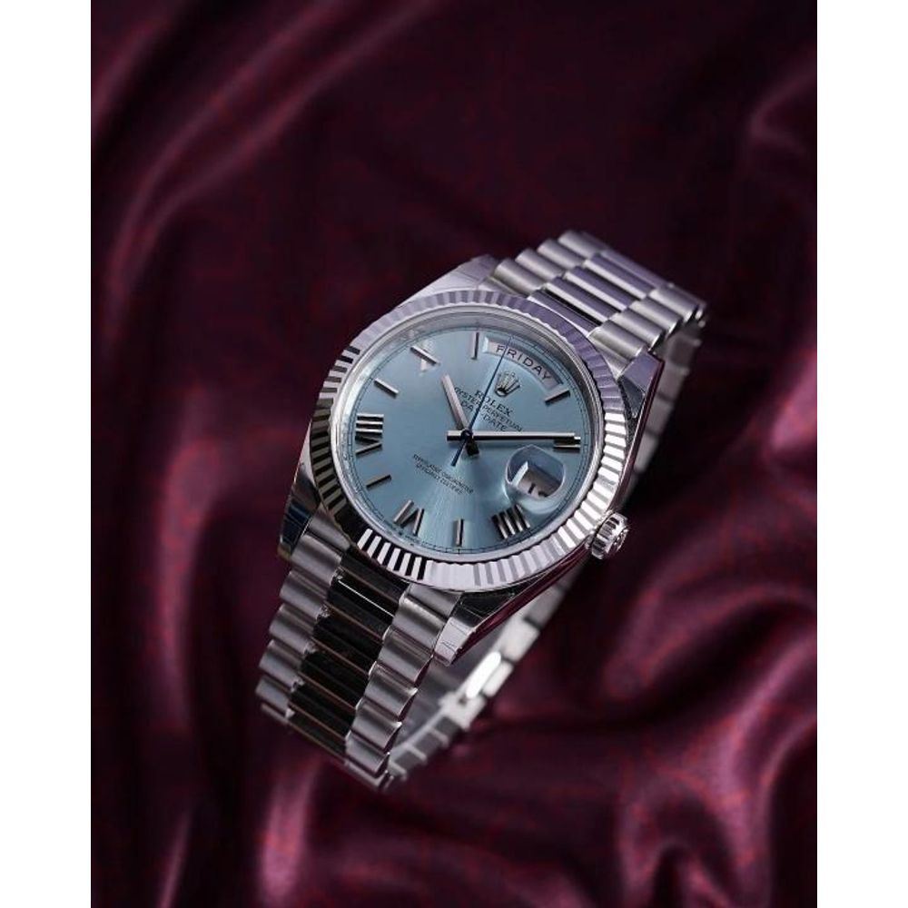 Rolee_x Oyster Perpetual Day Date 40 Battery Silver-SkyBlue