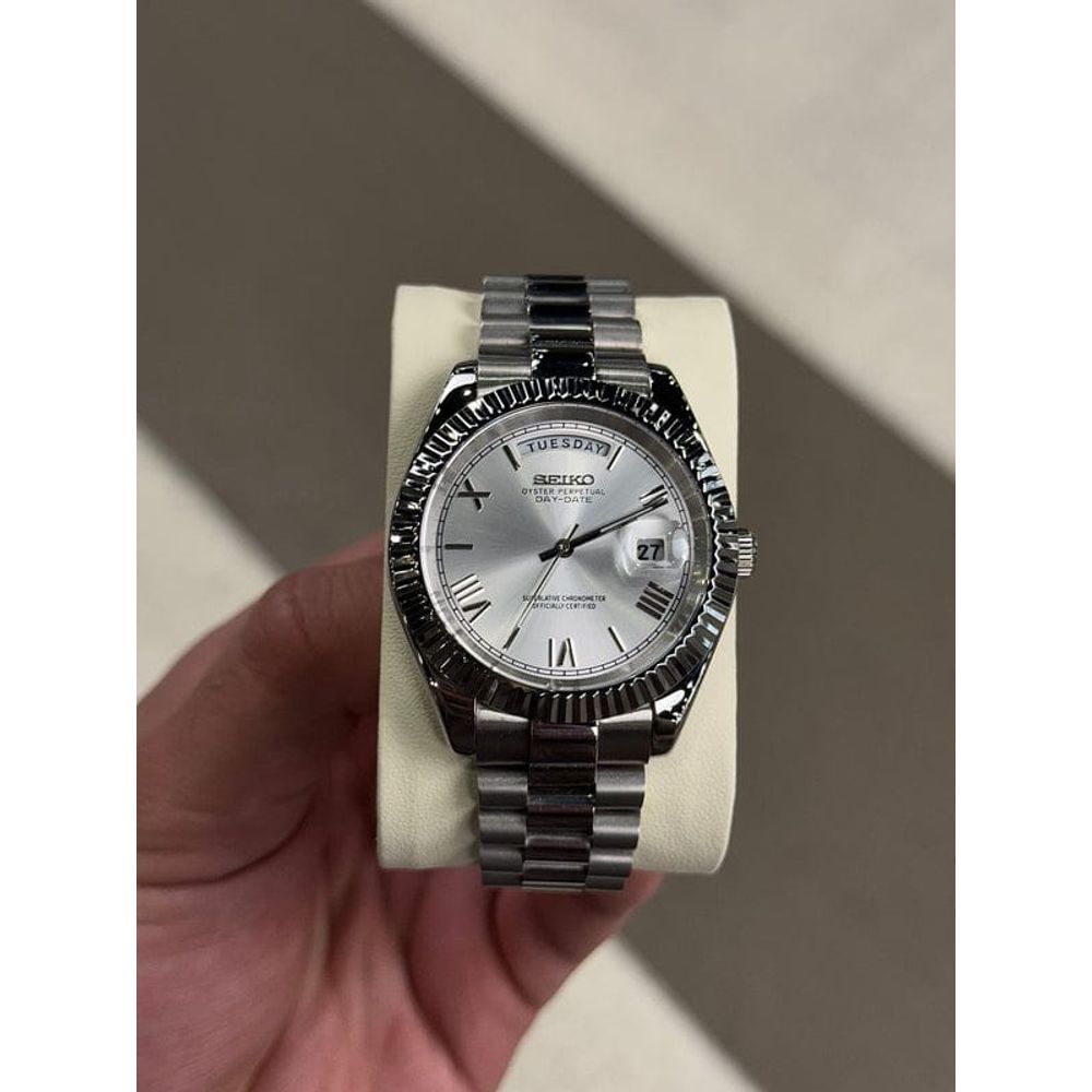 Seiko Oyster Perpetual Day Date Movment Like Automatic Silver-White