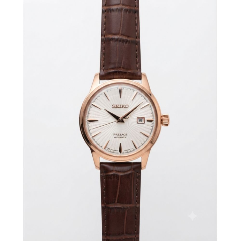 Seiko Presage Automatic Leather copper White Dial