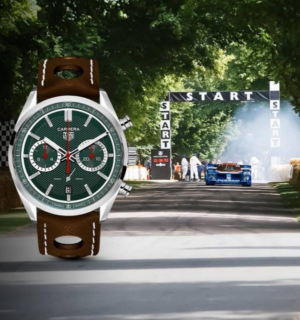 TAG Heuuer Carrera Chronograph x Festival of Speed brown and green