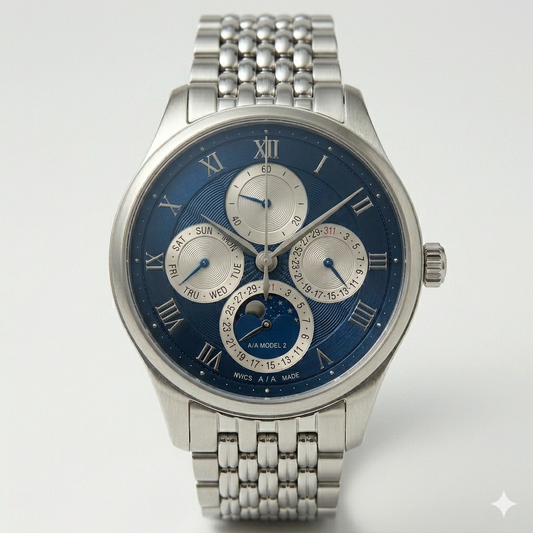 Blue Dial Multi-Function Watch – Stainless Steel Strap