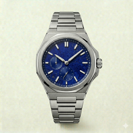 Blue Textured Dial Multi-Function Watch