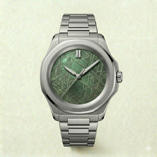 Textured Green Dial Steel Watch
