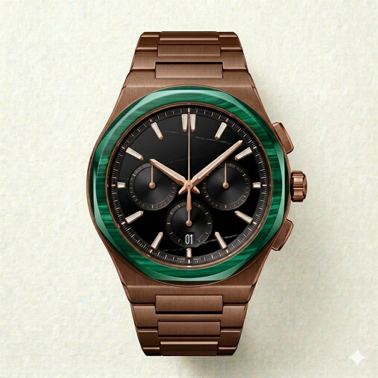 Green Bezel Chronograph Steel Watch