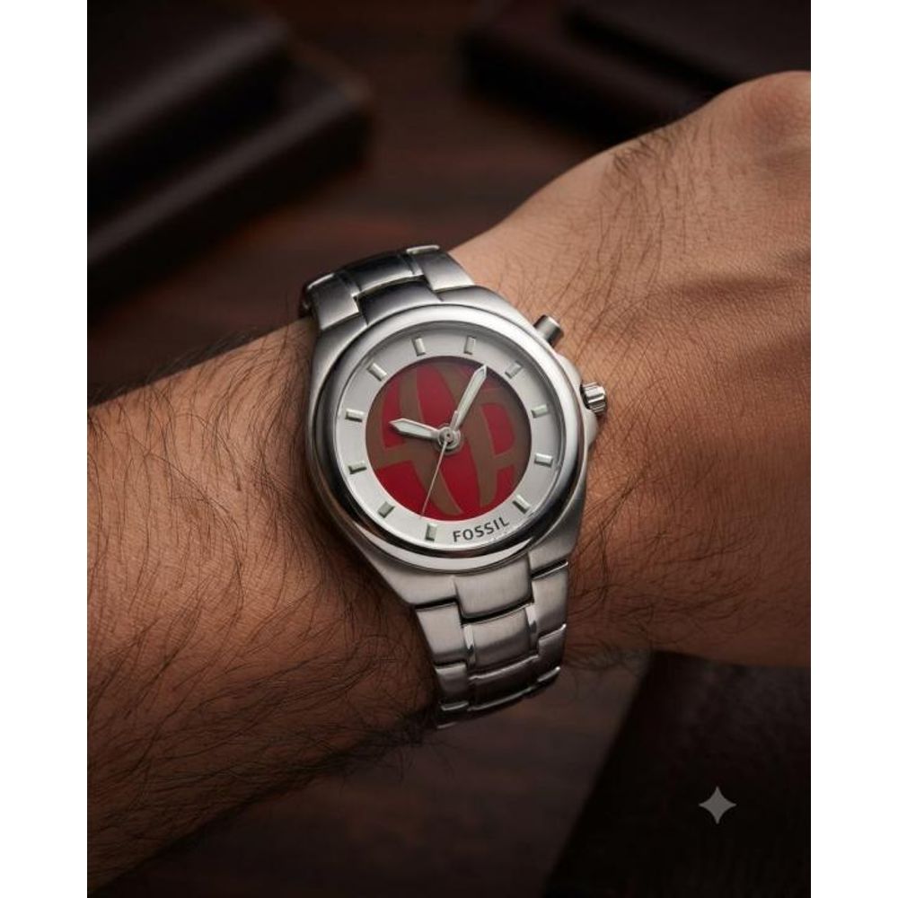 Fosil Digital Round Red-White Dial