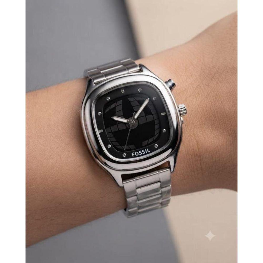 Fosil Digital Square Silver-Black