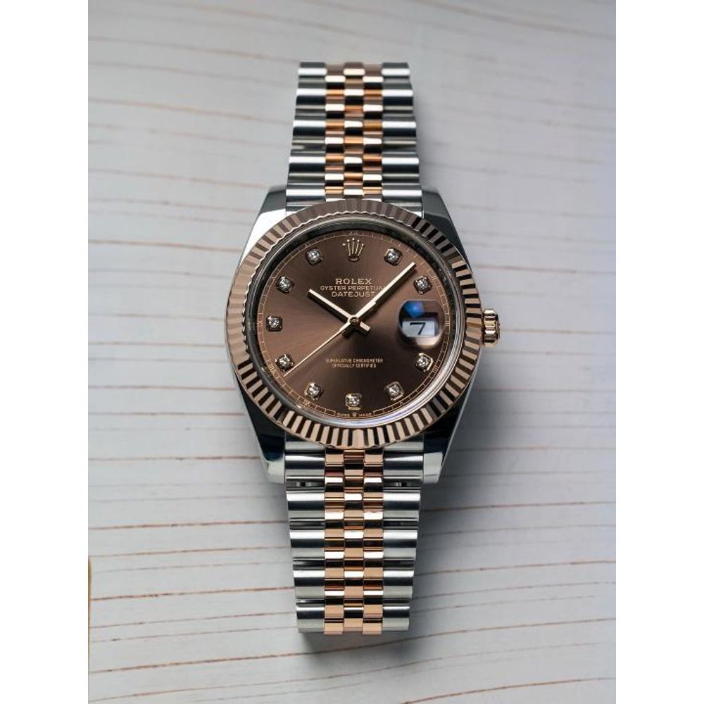 Rolee_x Oyster Perpetual Date Just 2Ton Copper Brown Diamond