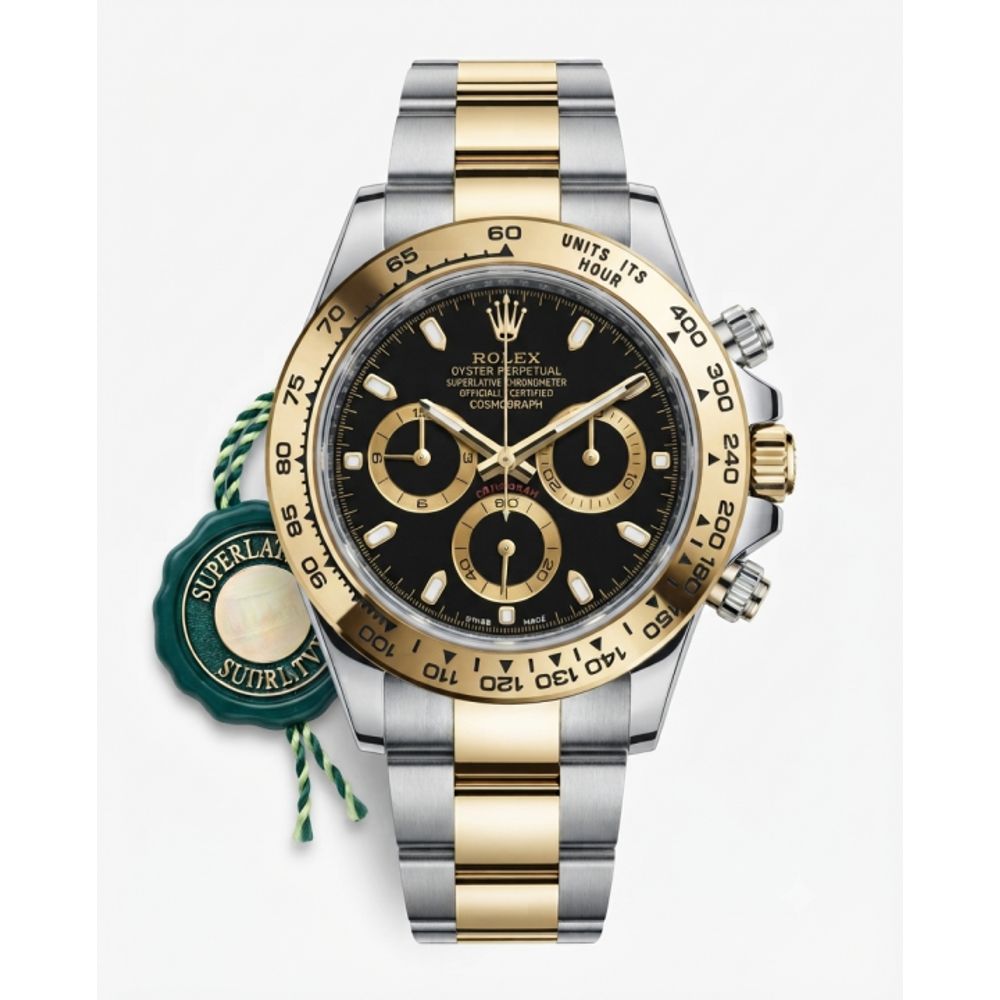Rolee_x Daytona chronograph Two Tone Gold Black Dial