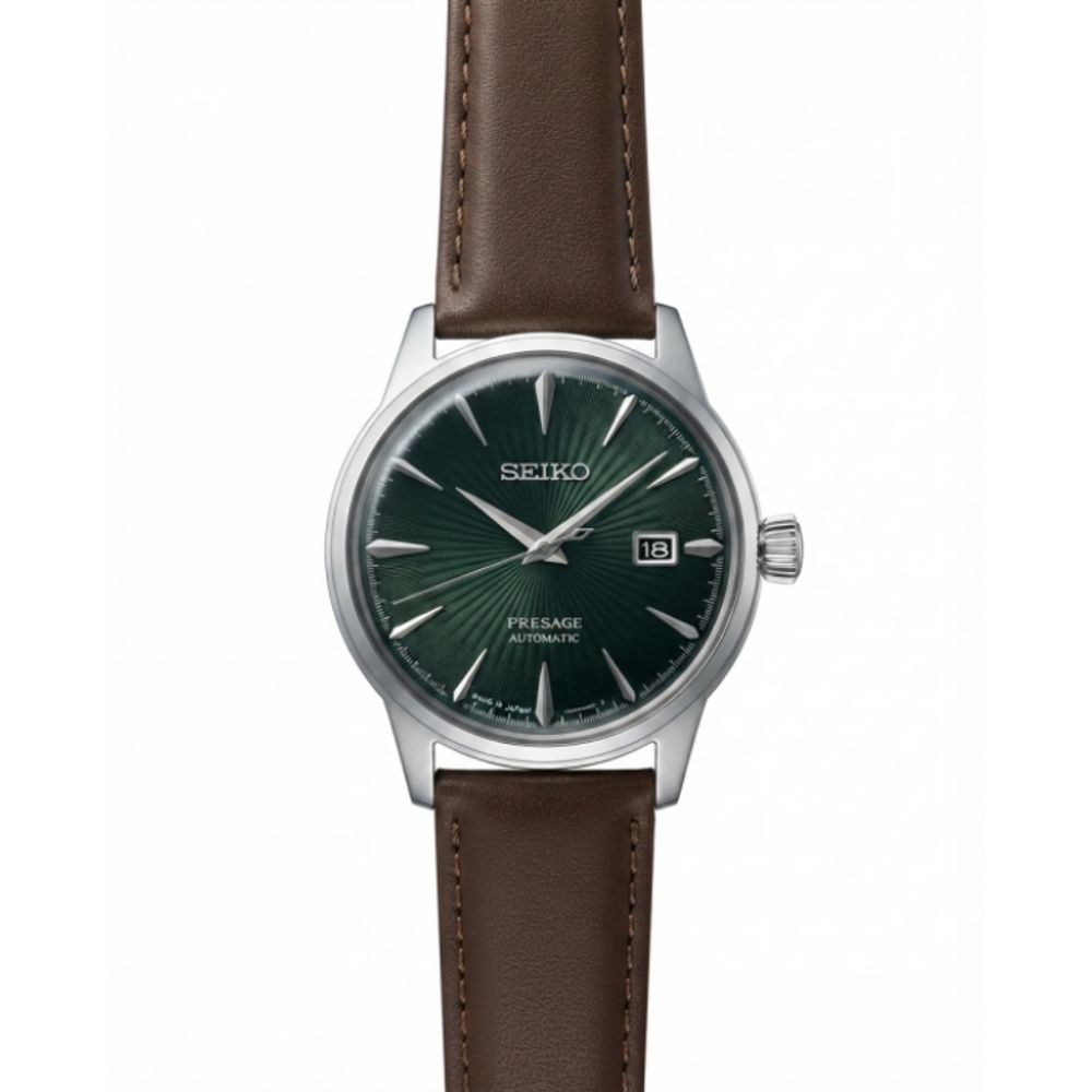 Seiko Presage Automatic Leather Silver Green Dial