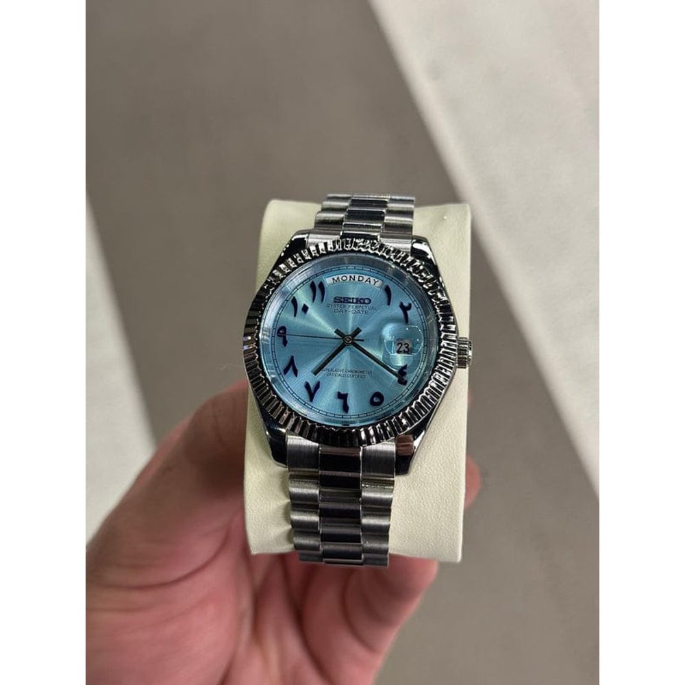 Seiko Oyster Perpetual Day Date Movment Like Automatic Silver-Tiffny-Arabic