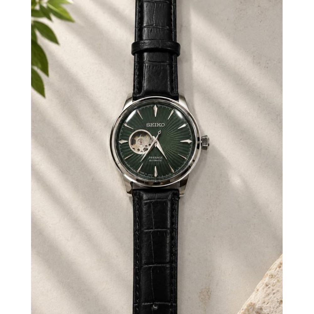 Seiko Presage Automatic Black Silver Green Dial