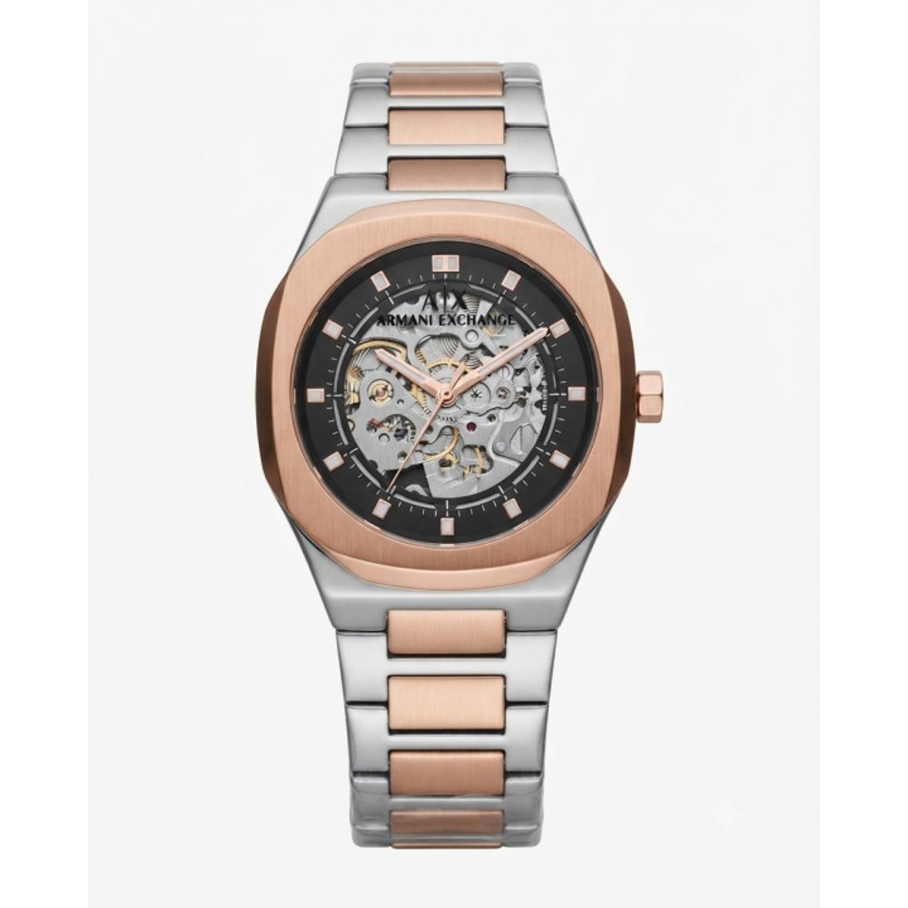 ArrWa%! Exchage Skeleton automatic Two Tone Black Dial