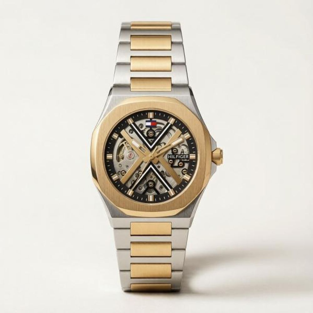 Tommmy Hilfige_r Skeleton Automatic 2Ton-Gold-Black