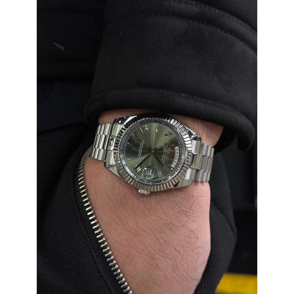 Seiko Oyster Perpetual Day Date Movment Like Automatic Silver-Green