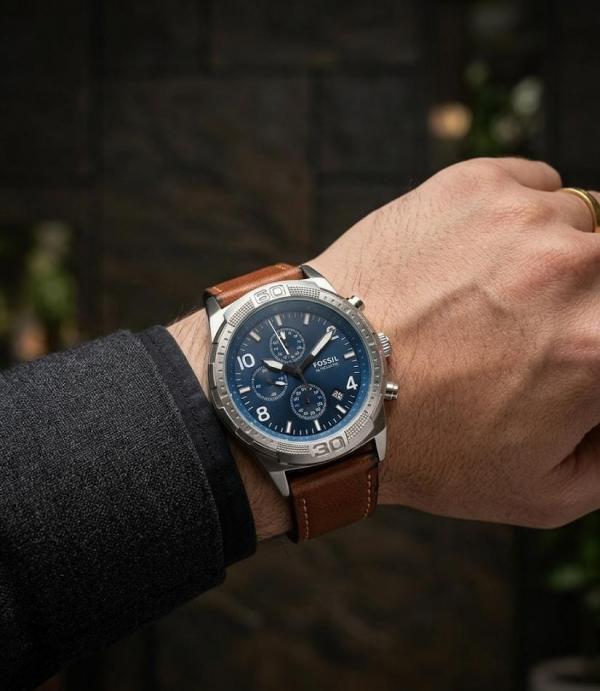 Fossi_l Bronson Chronograph Luggage Leather