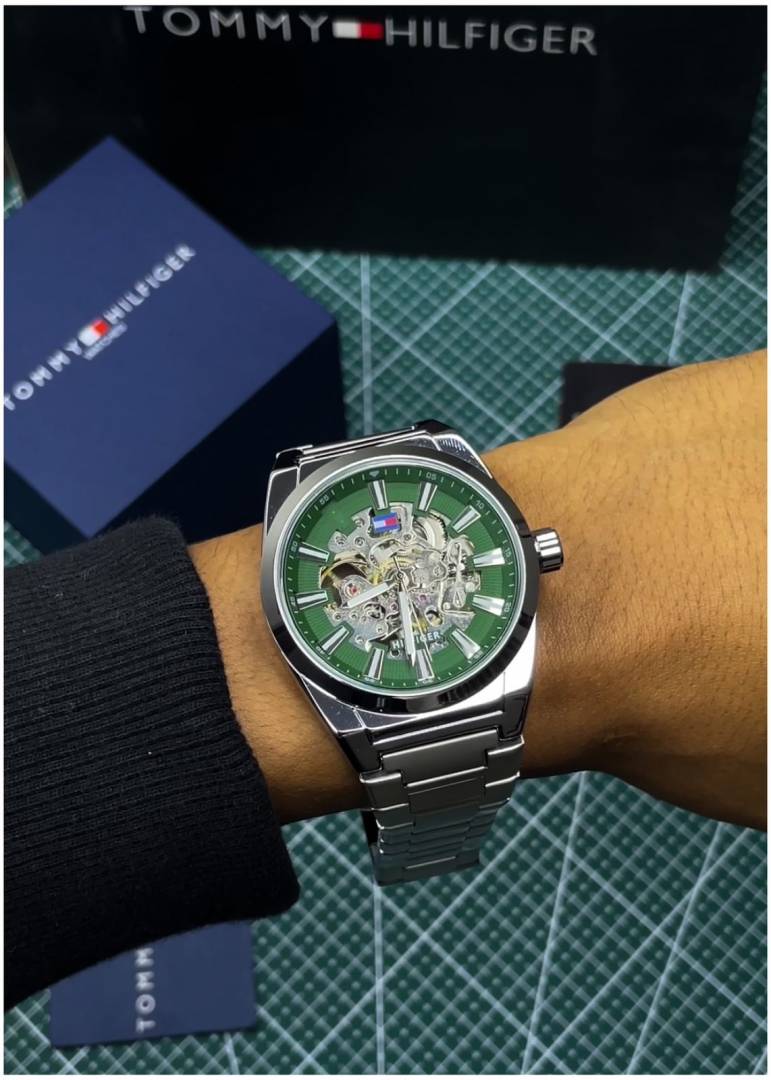 Tommy Hilfiger Skeleton Automatic Silver-Green