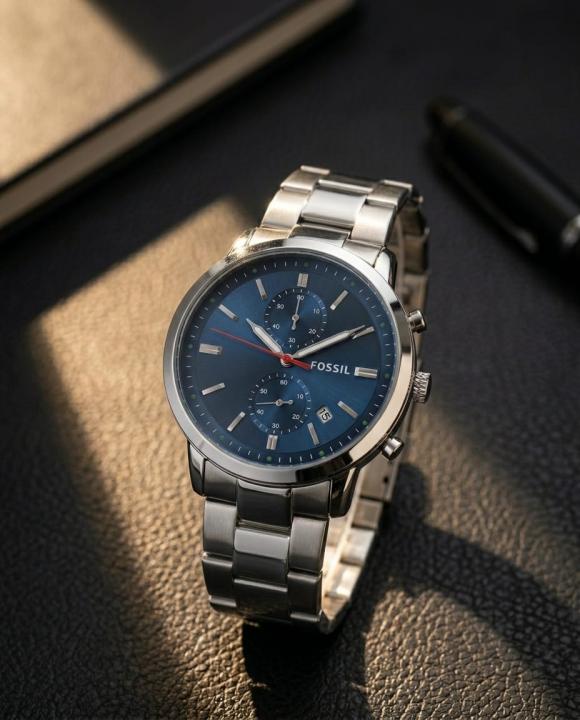 Fossii_l Minimalist Chronograph Silver-Blue