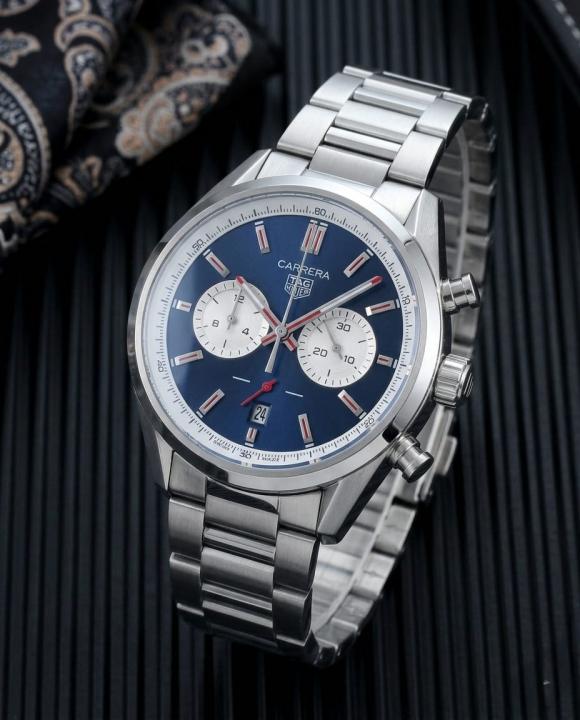 Tag heuuer Carrera white  Chronograph silver blue