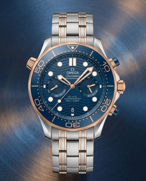 Omegg_a Seamaster Diver 300M Co-Axial Master Chronometer Chronograph 2 ton copper blue
