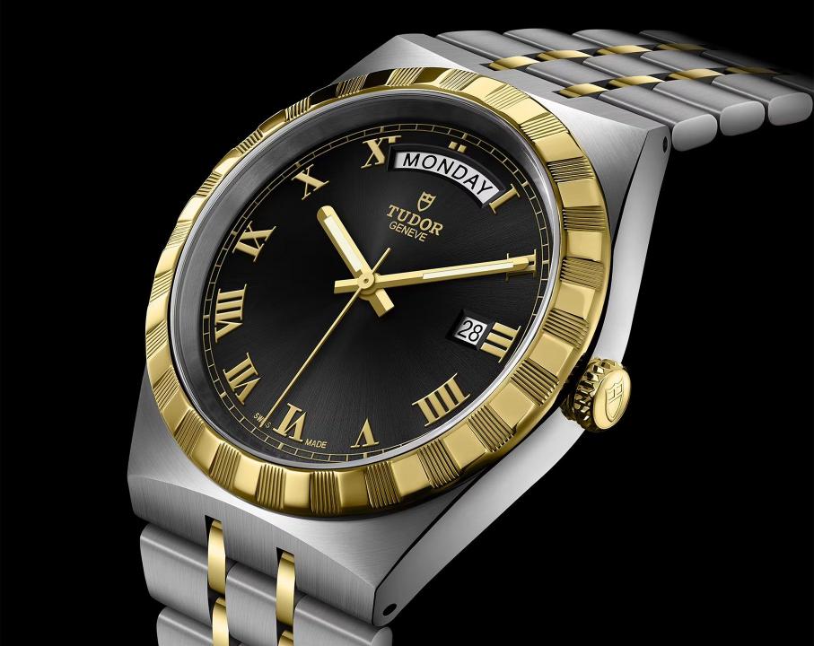 Tudor Royal Automatic 2 ton gold Black Roman ank