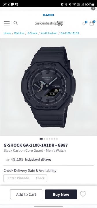 Casio g shock ga2100 full black