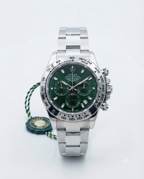 Rolee_x Daytona chronograph Silver Green Dial