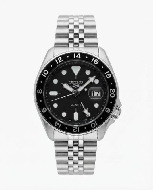 Seiko Gmt Master silver Black Dial