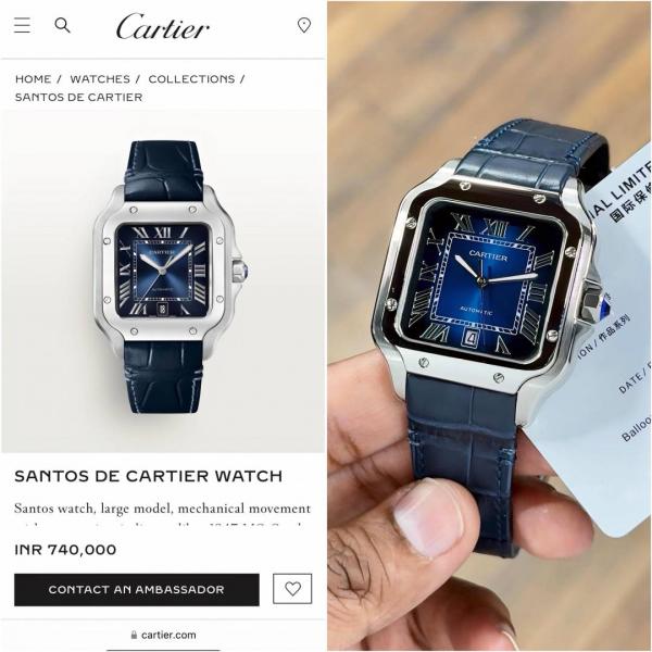 Cartiie_r Santos Automatic blue Roman ank