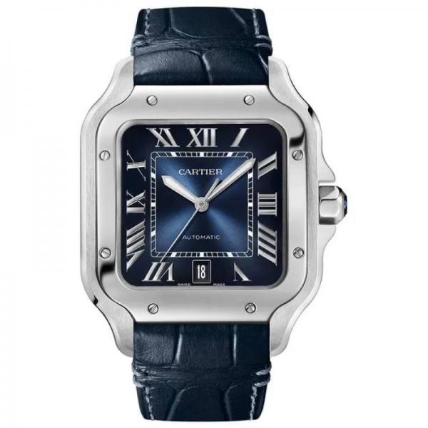Cartiie_r Santos Automatic blue Roman ank