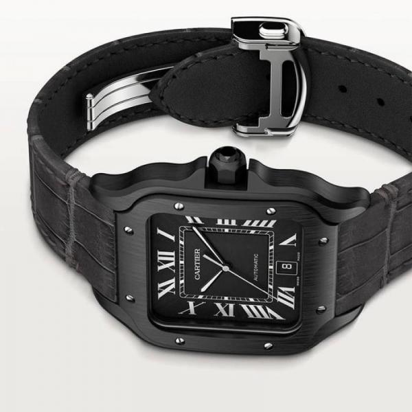 Cartiie_r Santos Automatic black Roman ank