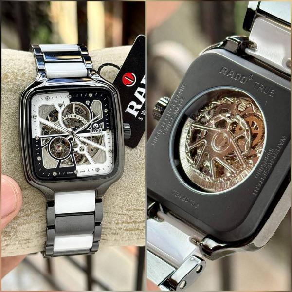Raado True Square Automatic Open Heart Diamonds Limited Edition black white