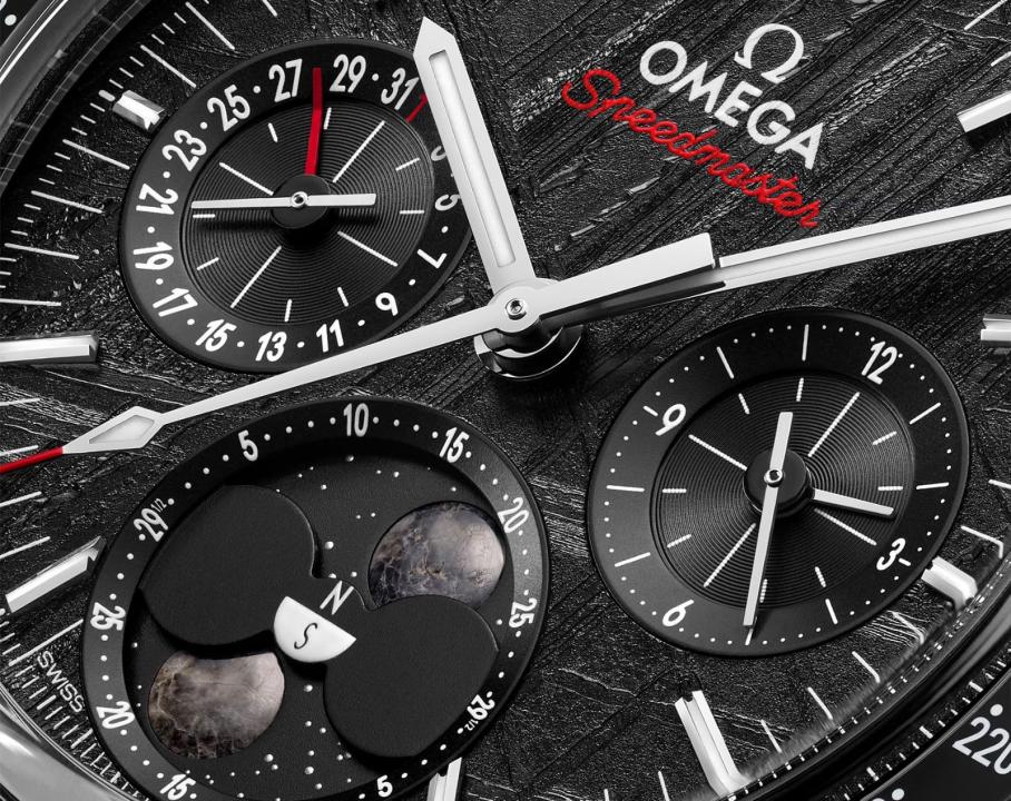 Omegha Speedmaster  Moonphase Meteorite siler black design