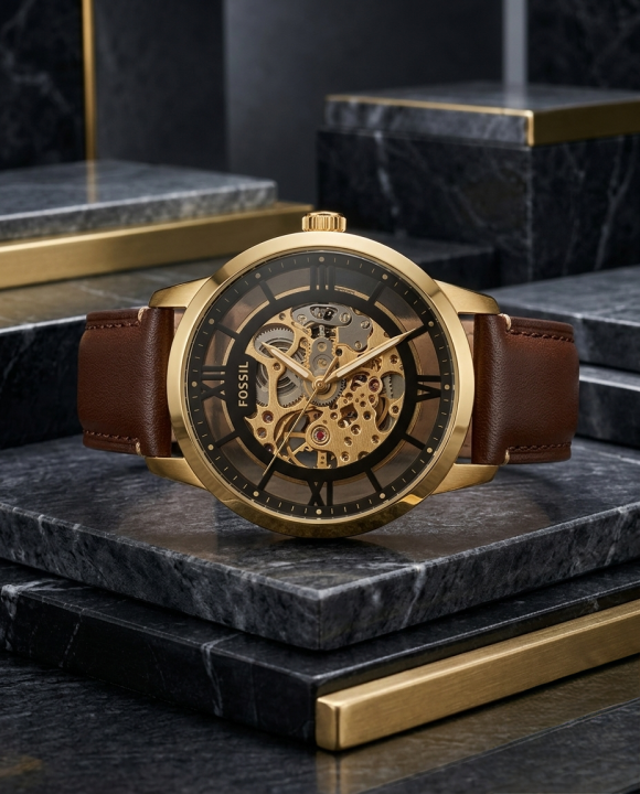 Fosil Townsman brown gold black Automatic