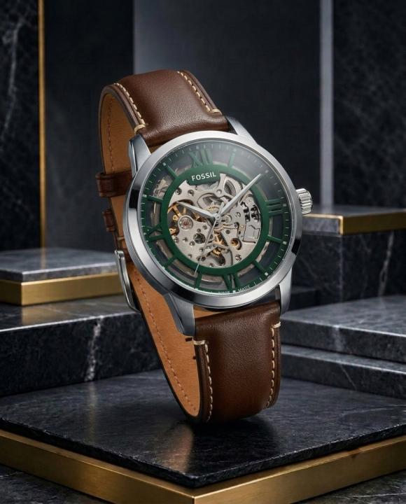 Fosil Townsman brown silver green Automatic