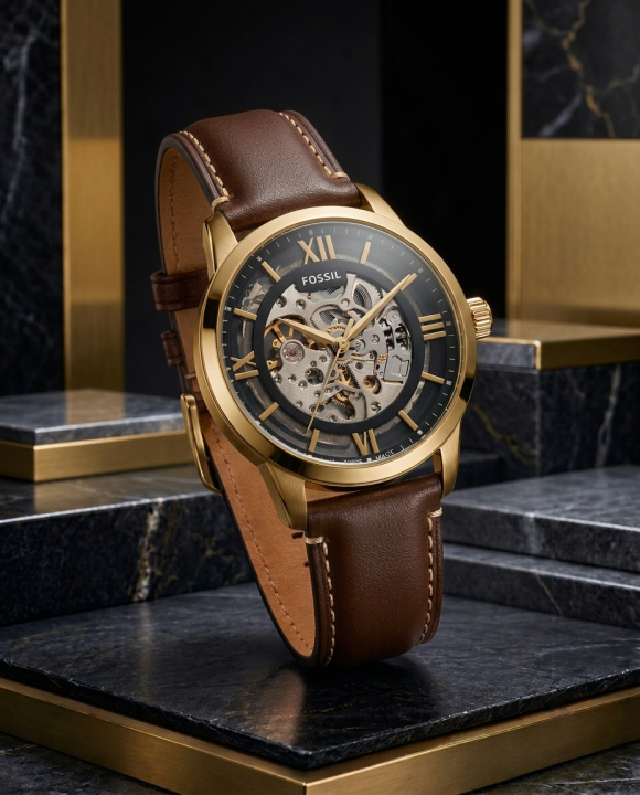Fosil Townsman brown gold black Automatic