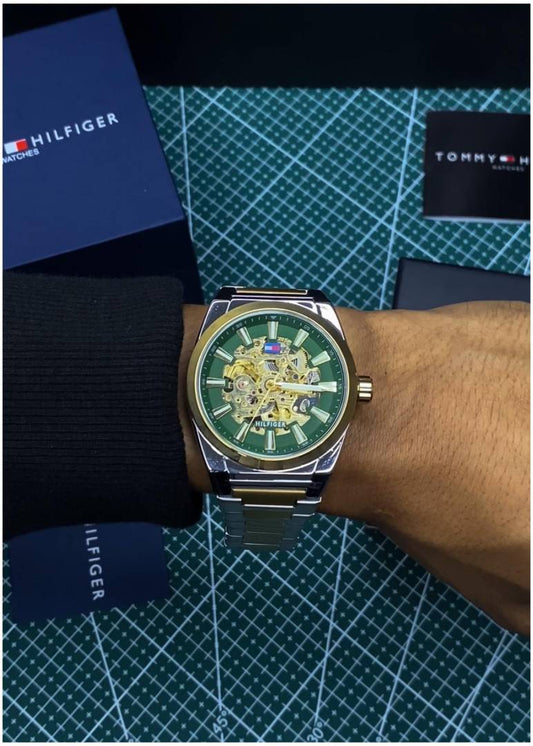 Tommy Hilfiger Skeleton Automatic 2Ton-Gold-Green