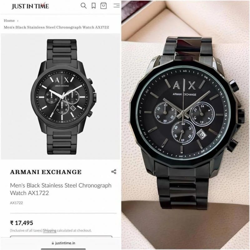 Arman Exchange Black Chronograph Watch AX1722