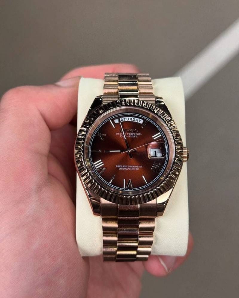 Seik o Mod Oyster Day Date Brown AAA